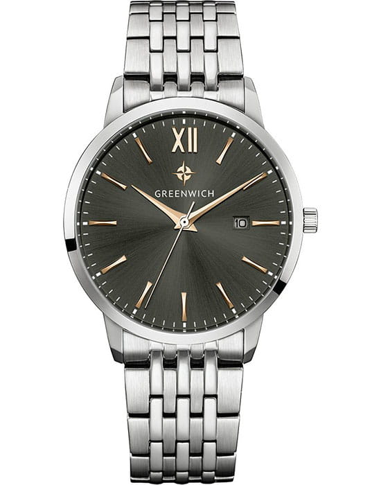 Greenwich Greenwich Bell GW 021.10.14  GW 021.10.14 кварцевые мужские часы серый циферблат, браслет нержавеющая сталь — вид спереди